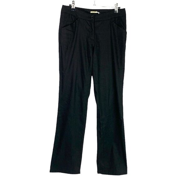 Max Studio Straight Leg Linen Blend Pant - Black, Size 0 - Picture 1 of 8